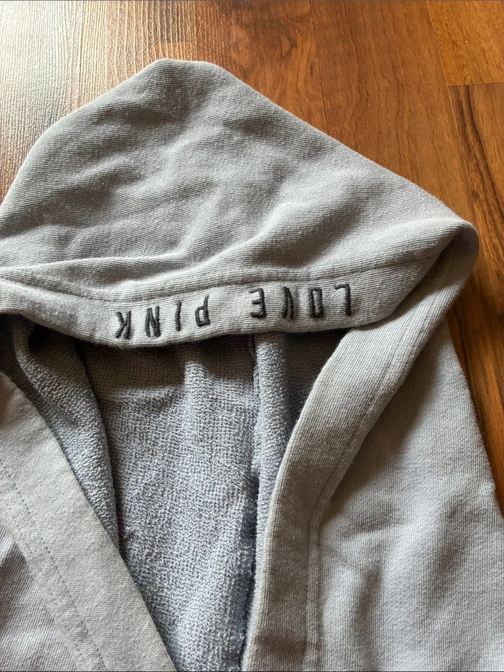 Victoria's Secret Light Gray Hooded Lace-Up Sleeve Crop Sweatshirt